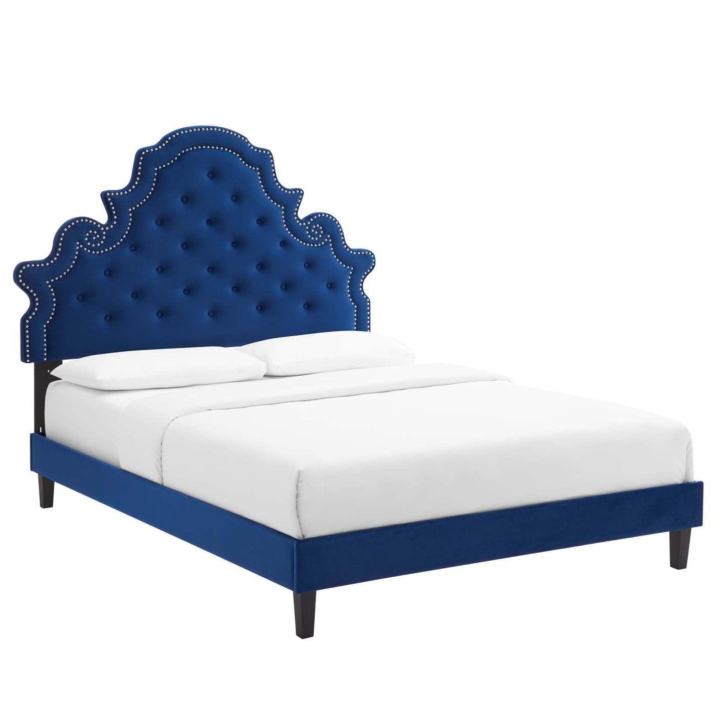 Gwyneth Tufted Performance Velvet Queen Platform Bed, MOD-6753 FredCo