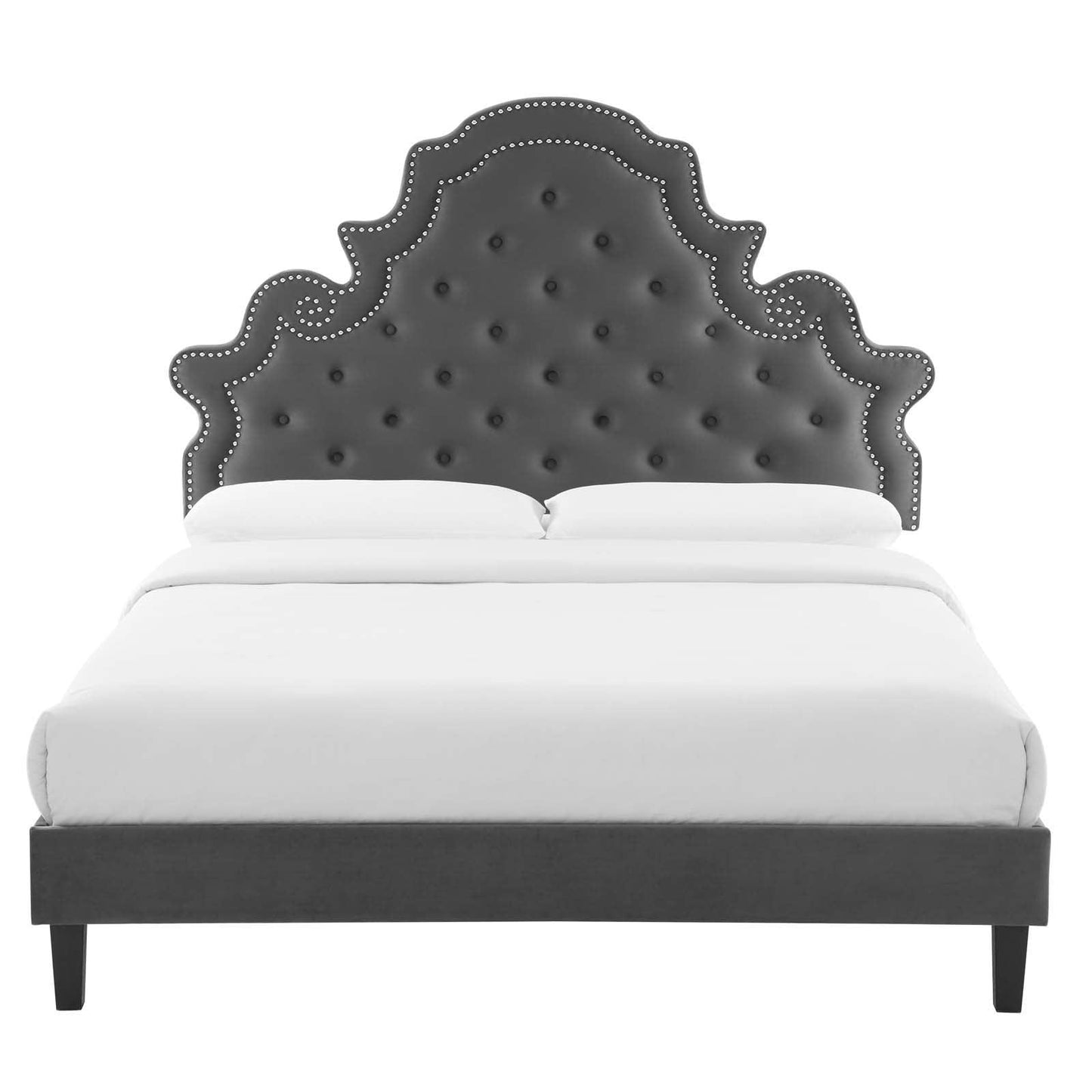 Gwyneth Tufted Performance Velvet Queen Platform Bed, MOD-6753 FredCo