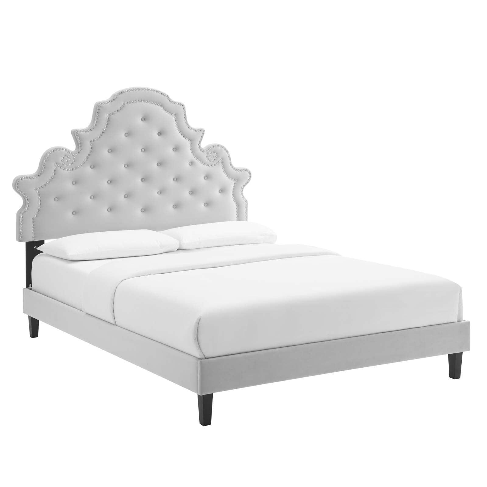 Gwyneth Tufted Performance Velvet Queen Platform Bed, MOD-6753 FredCo