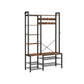 Hall Tree with Bench, Hooks and Shelves Rustic Brown and Ink Black FredCo