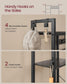 Hall Tree with Bench, Hooks and Shelves Stone Gray and Ink Black FredCo