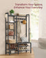Hall Tree with Bench, Hooks and Shelves Stone Gray and Ink Black FredCo