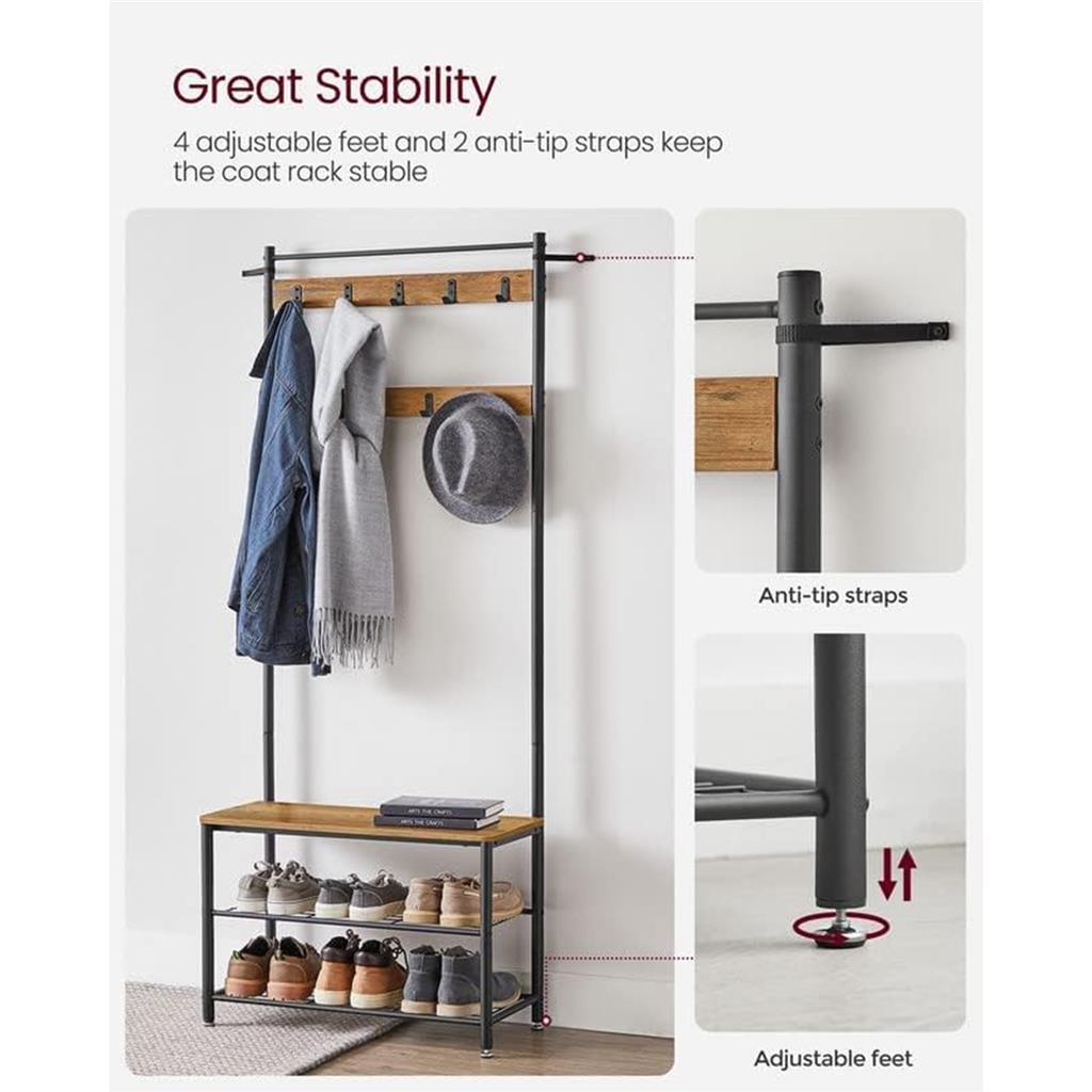 Hall Tree with Shoe Storage Bench FredCo