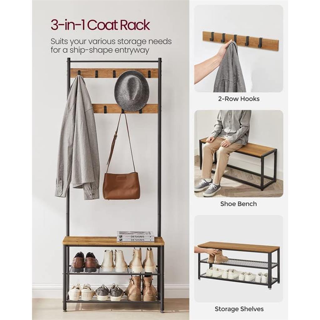 Hall Tree with Shoe Storage Bench FredCo