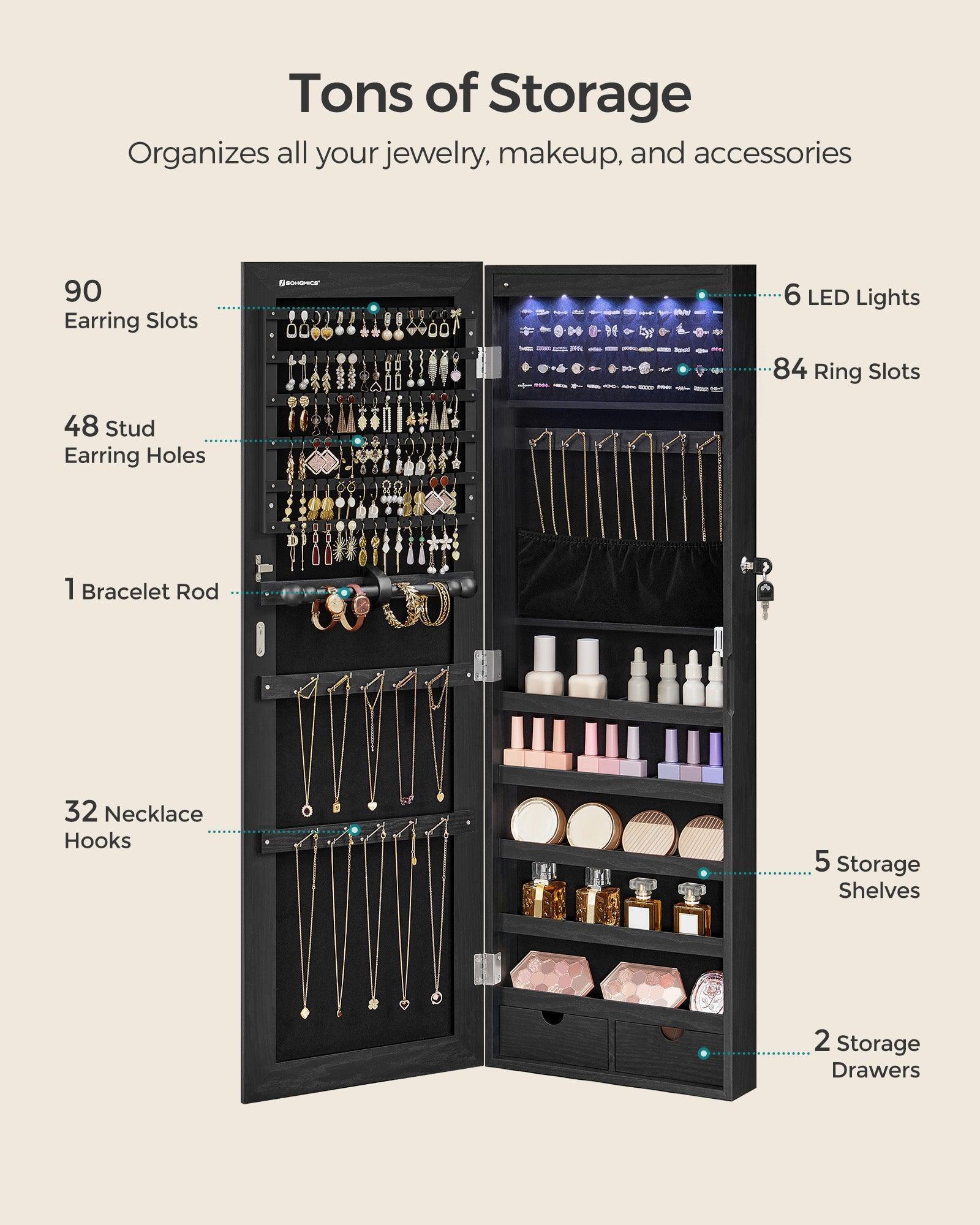 Hanging Jewelry Cabinet with LED Lights FredCo