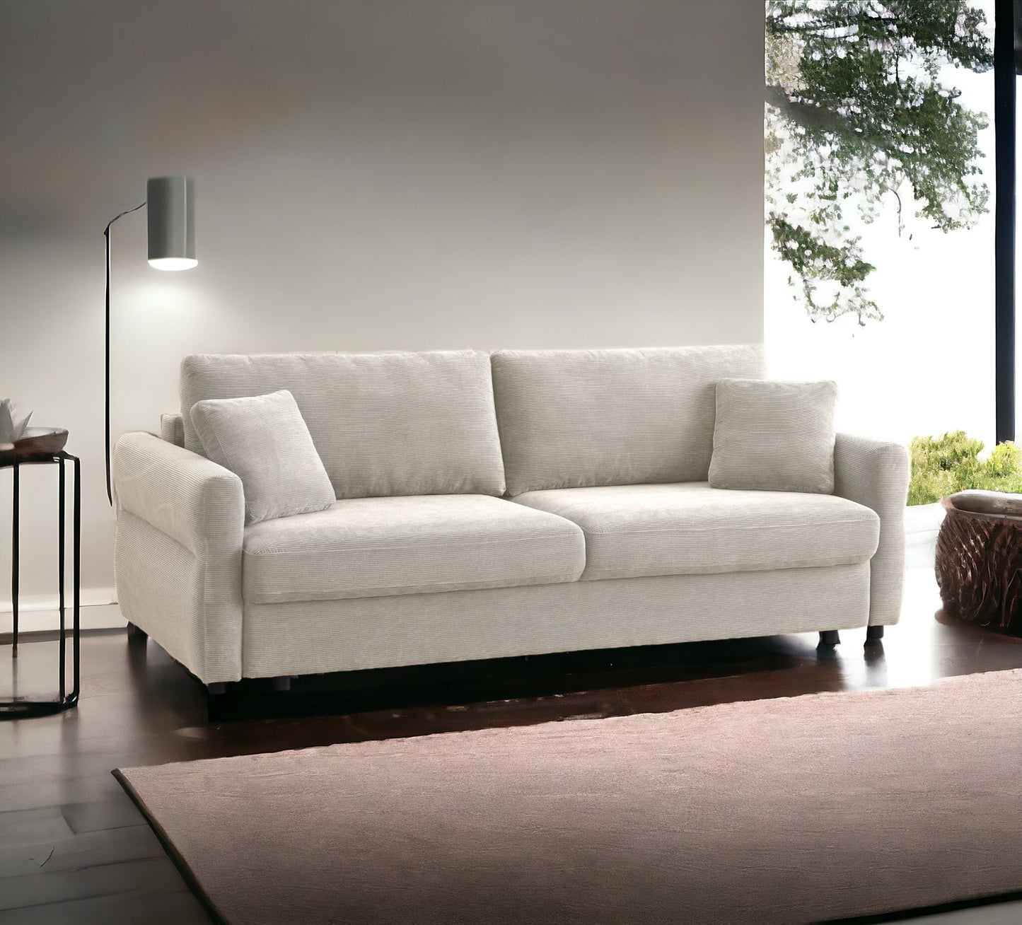 Haran Beige Fabric Pull-out Sleeper with Storage FredCo
