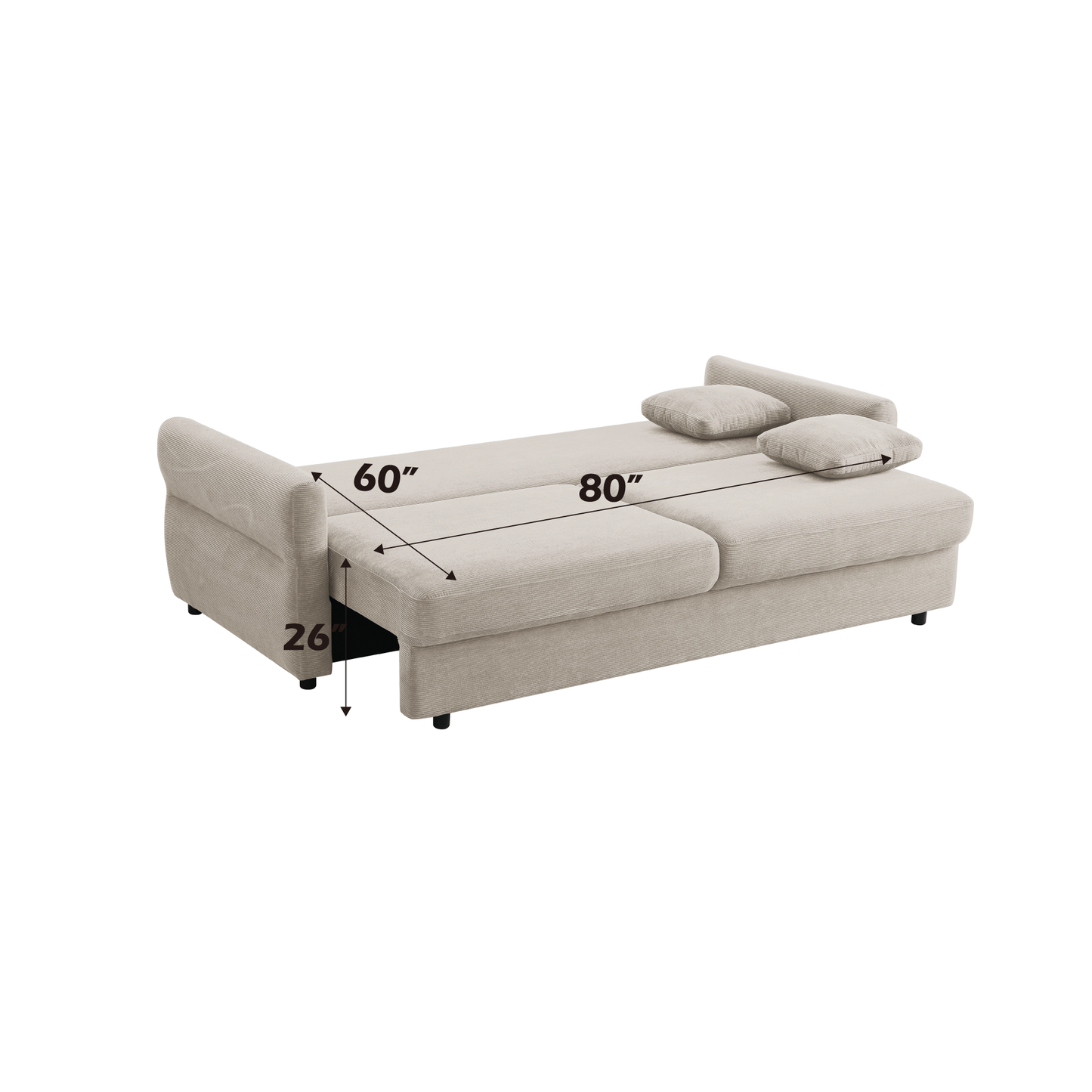 Haran Beige Fabric Pull-out Sleeper with Storage FredCo