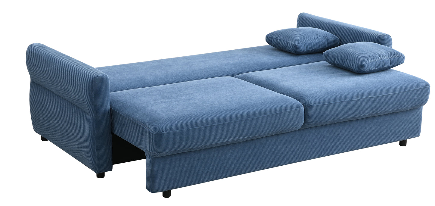 Haran Blue Fabric Pull-out Sleeper with Storage FredCo