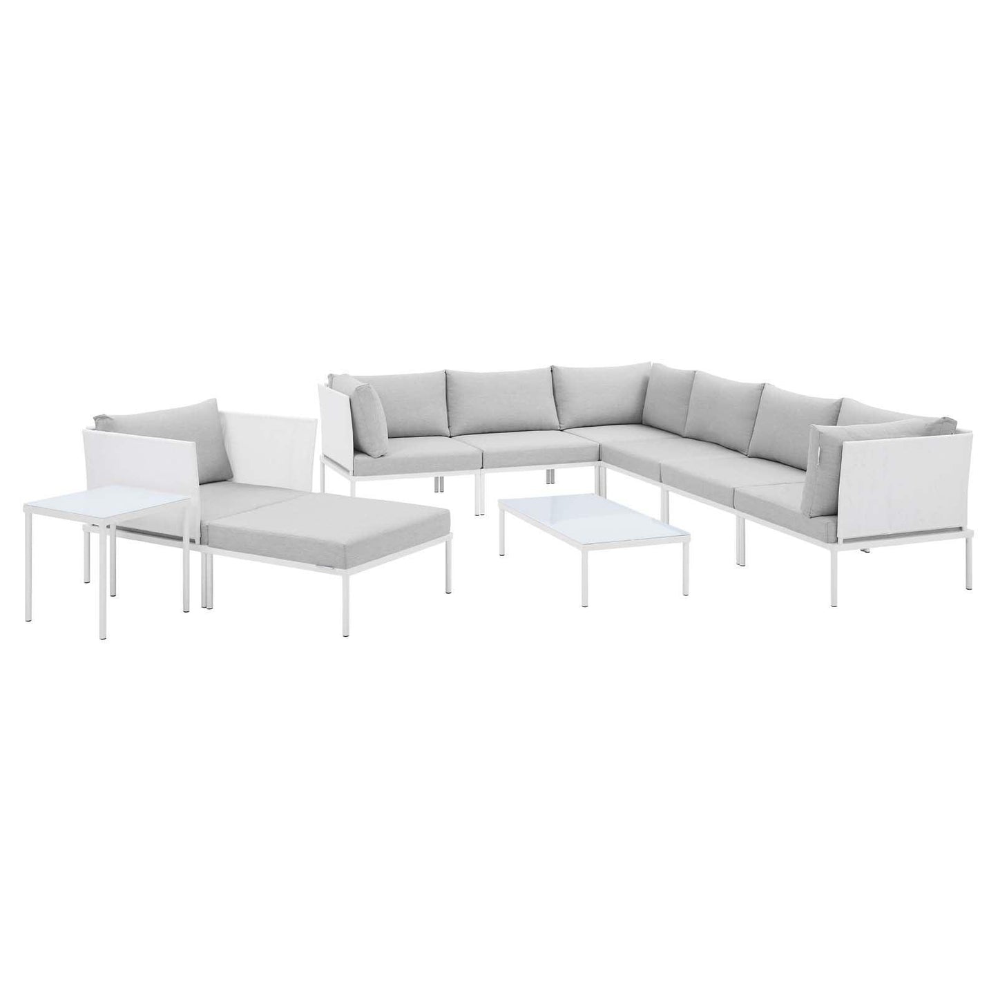 Harmony 10-Piece Sunbrella Outdoor Patio Aluminum Sectional Sofa Set, EEI-4952 FredCo