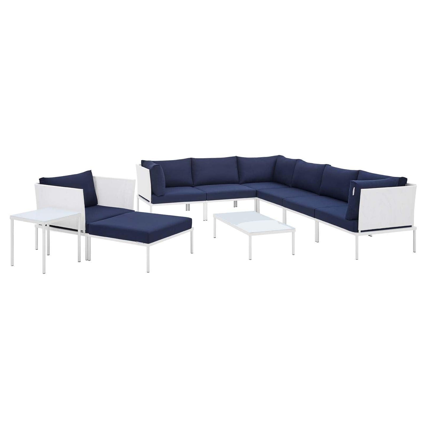 Harmony 10-Piece Sunbrella Outdoor Patio Aluminum Sectional Sofa Set, EEI-4952 FredCo
