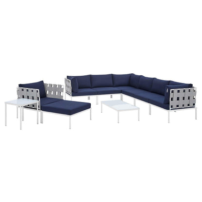 Harmony 10-Piece Sunbrella Outdoor Patio Aluminum Sectional Sofa Set, EEI-4953 FredCo