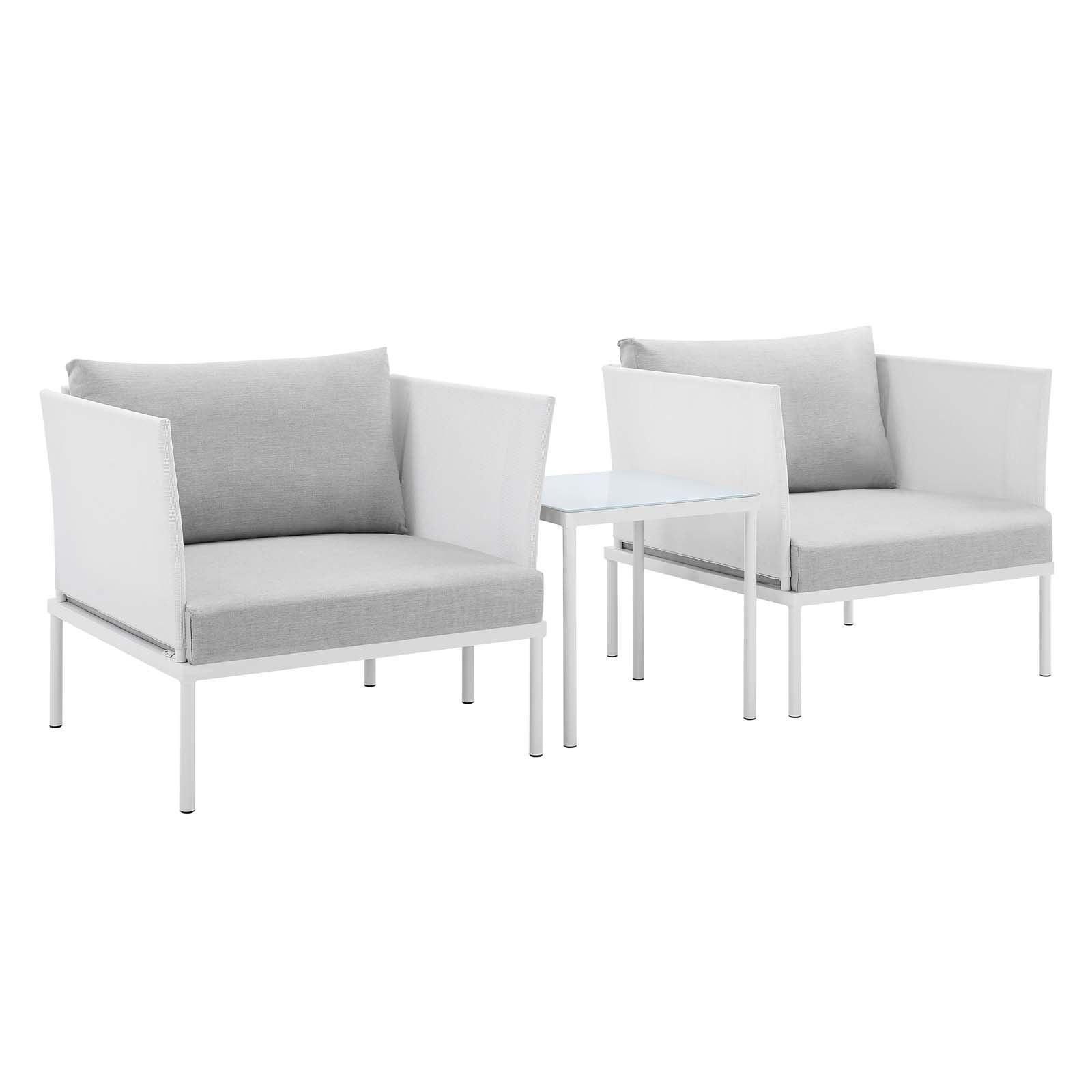 Harmony 3-Piece Sunbrella Outdoor Patio Aluminum Seating Set, EEI-4686 FredCo