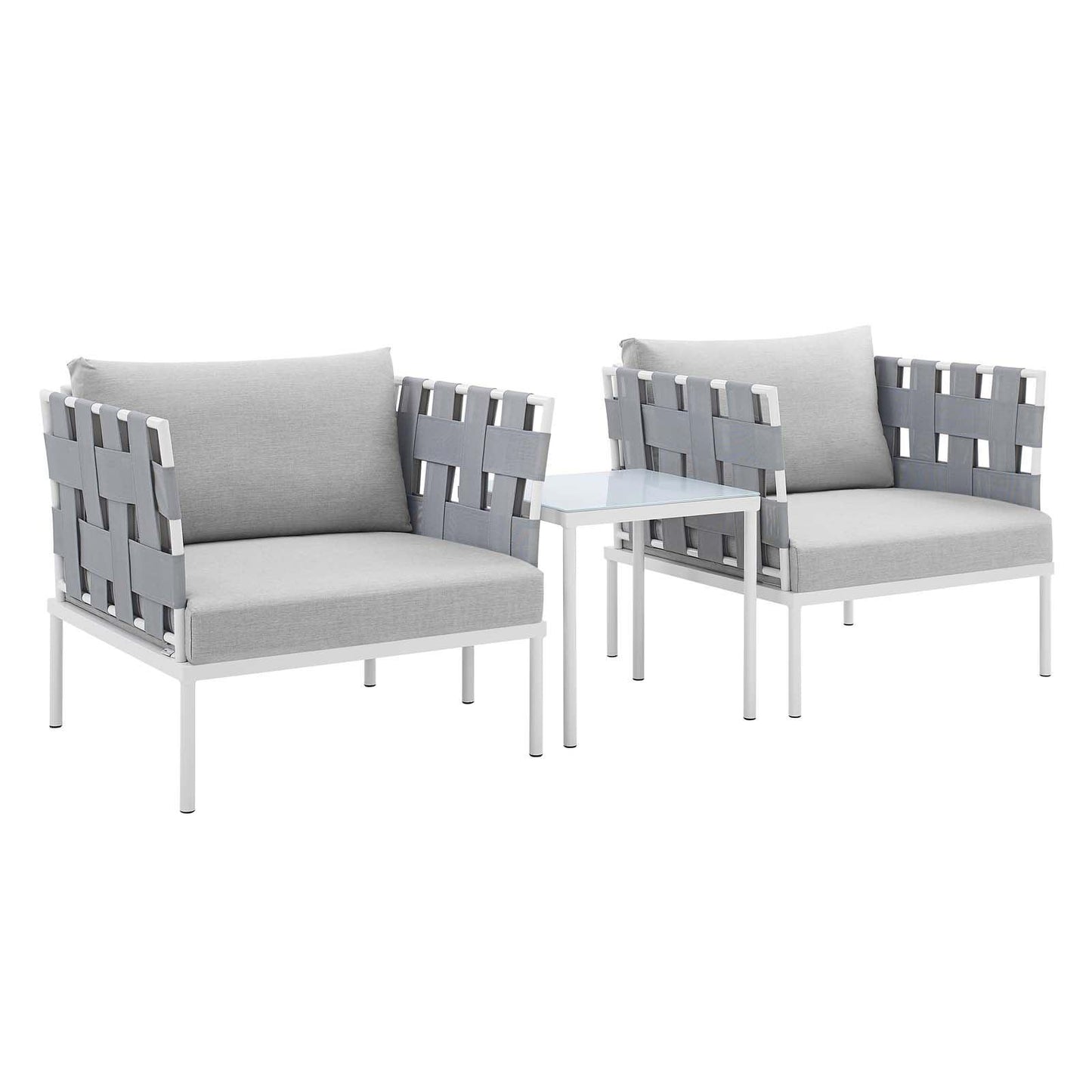 Harmony 3-Piece Sunbrella Outdoor Patio Aluminum Seating Set, EEI-4687 FredCo