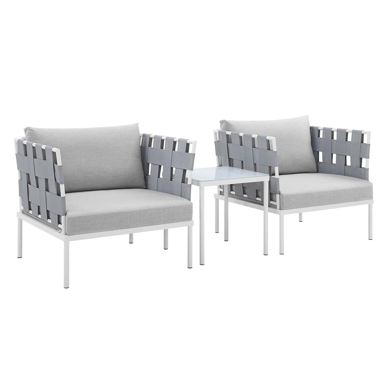 Harmony 3-Piece Sunbrella Outdoor Patio Aluminum Seating Set, EEI-4687 FredCo