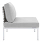 Harmony 4-Piece Sunbrella Basket Weave Outdoor Patio Aluminum Seating Set, EEI-4688 FredCo