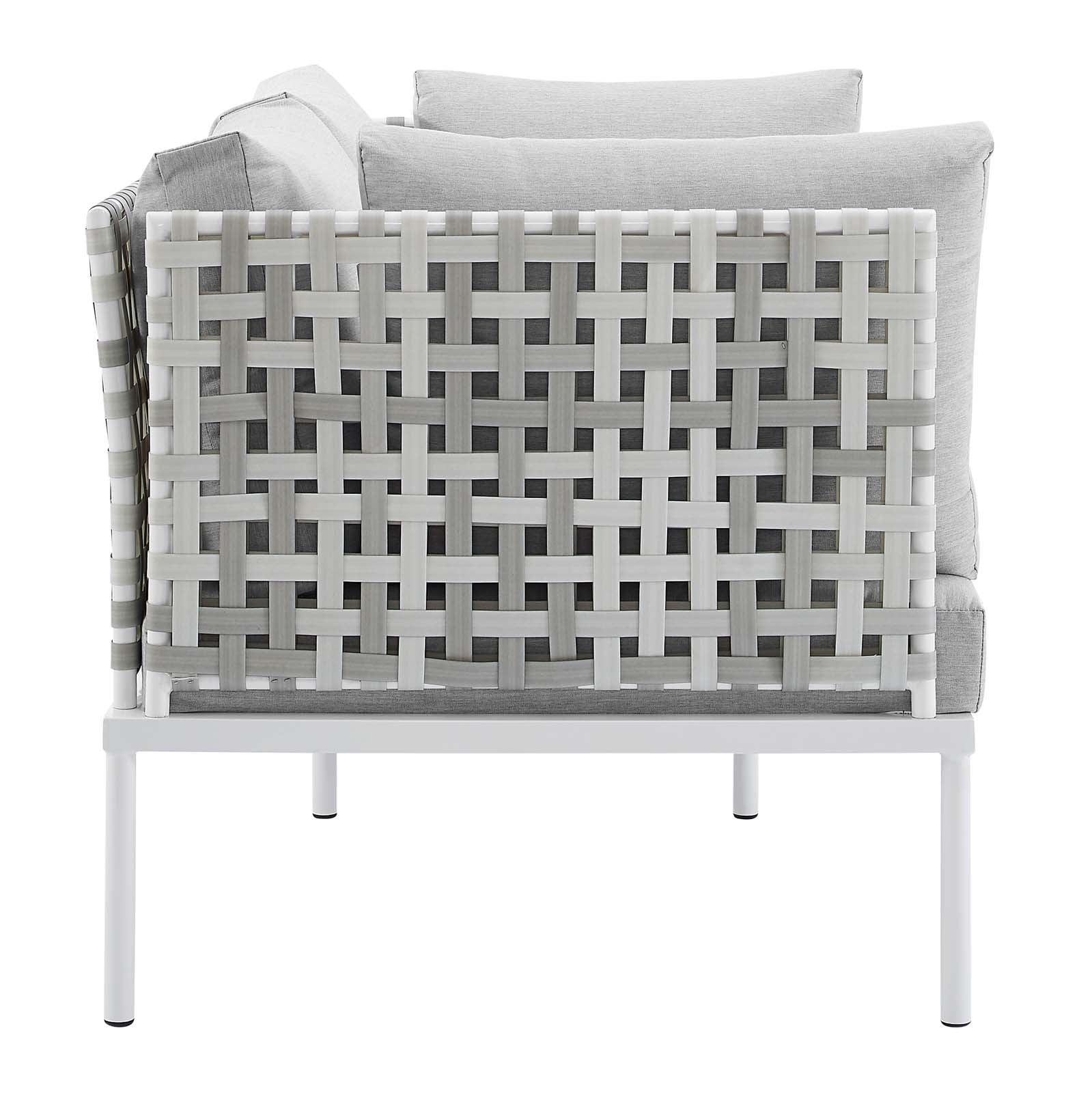 Harmony 4-Piece Sunbrella Basket Weave Outdoor Patio Aluminum Seating Set, EEI-4688 FredCo