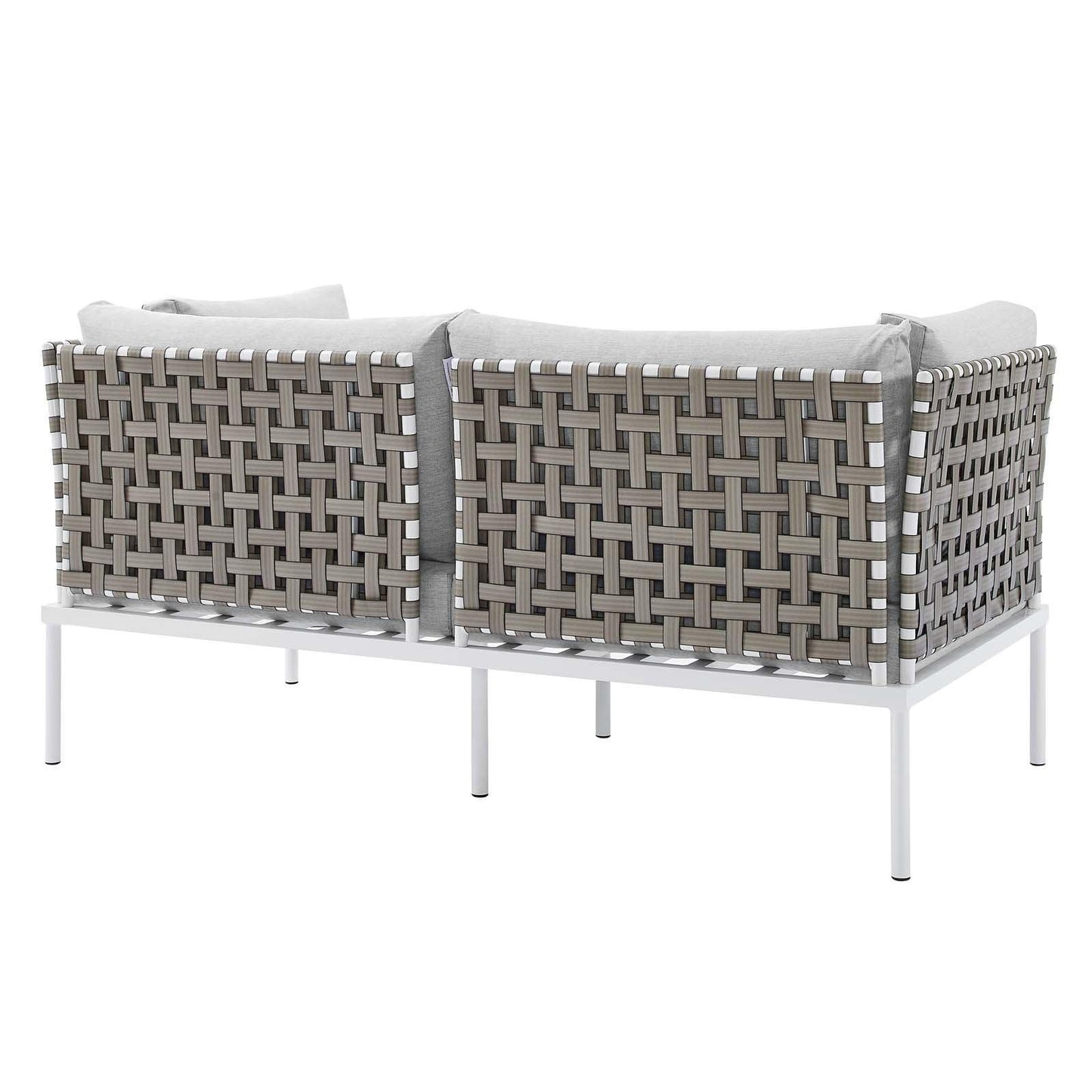 Harmony 4-Piece Sunbrella Basket Weave Outdoor Patio Aluminum Seating Set, EEI-4689 FredCo