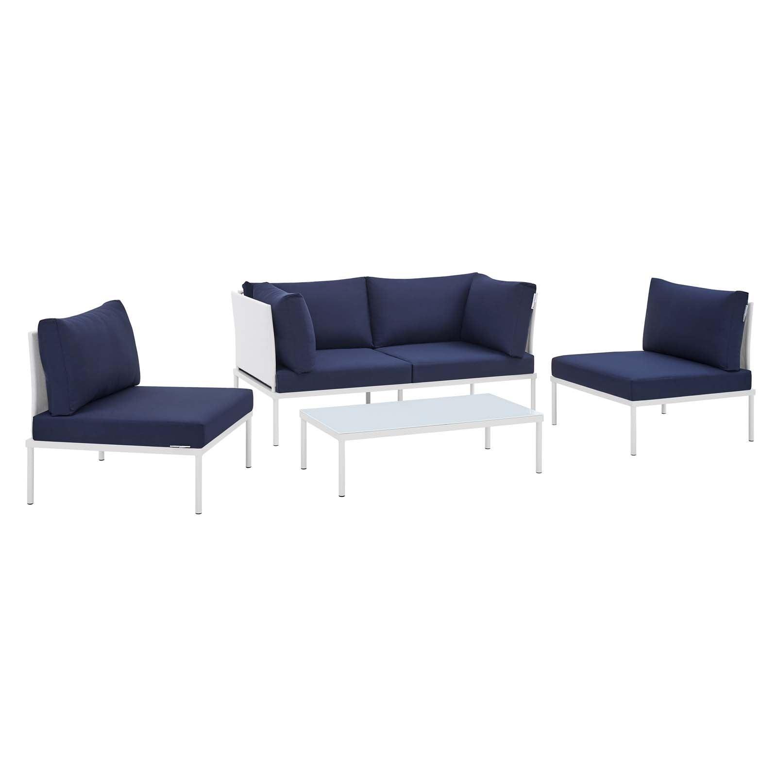 Harmony 4-Piece Sunbrella Outdoor Patio Aluminum Seating Set, EEI-4690 FredCo