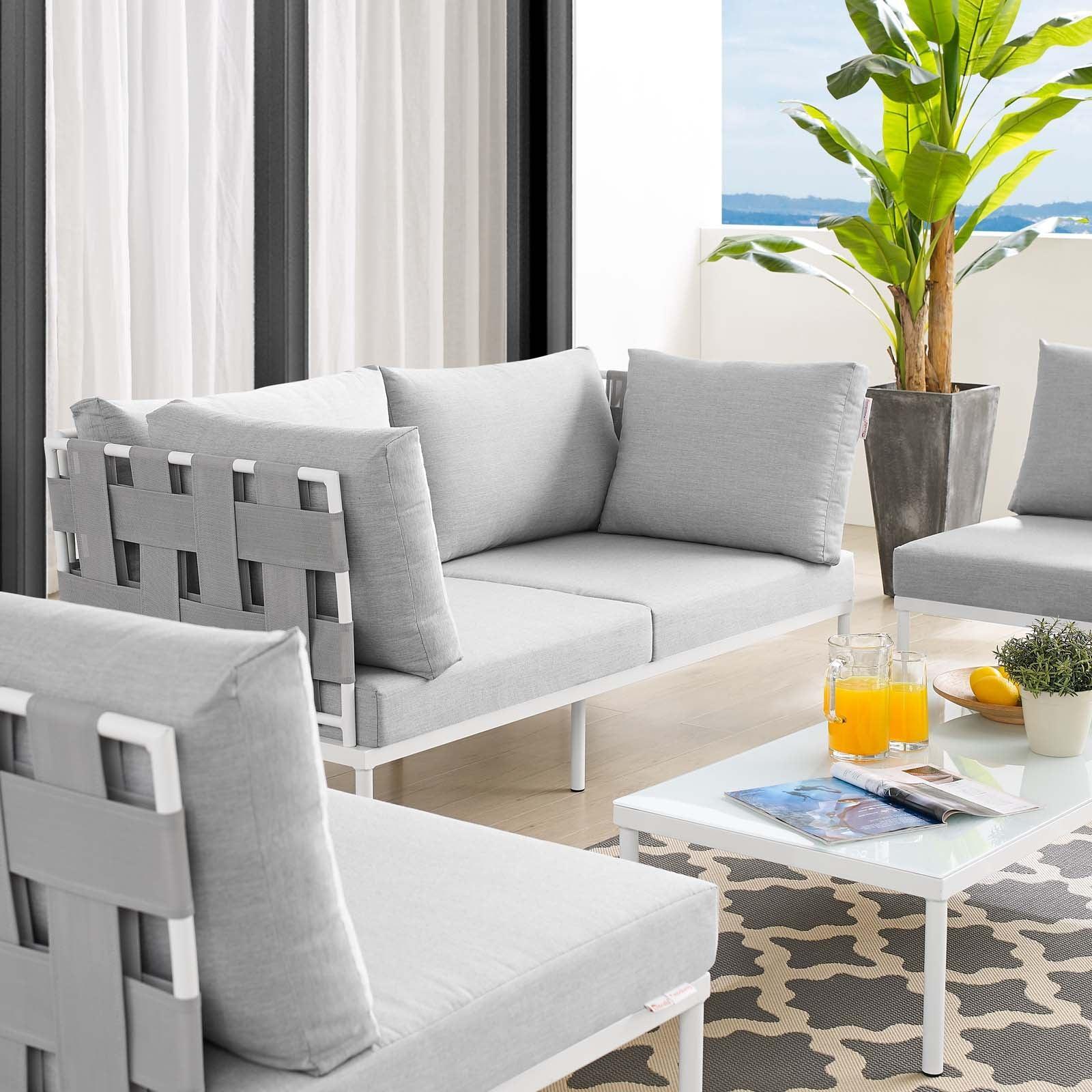Harmony 4-Piece Sunbrella Outdoor Patio Aluminum Seating Set, EEI-4691 FredCo