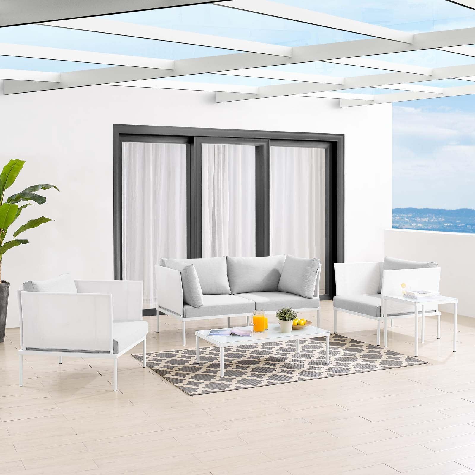 Harmony 5-Piece Sunbrella Outdoor Patio Aluminum Furniture Set, EEI-4924 FredCo