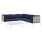 Harmony 6-Piece Sunbrella Basket Weave Outdoor Patio Aluminum Sectional Sofa Set, EEI-4926 FredCo
