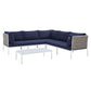 Harmony 6-Piece Sunbrella Basket Weave Outdoor Patio Aluminum Sectional Sofa Set, EEI-4927 FredCo