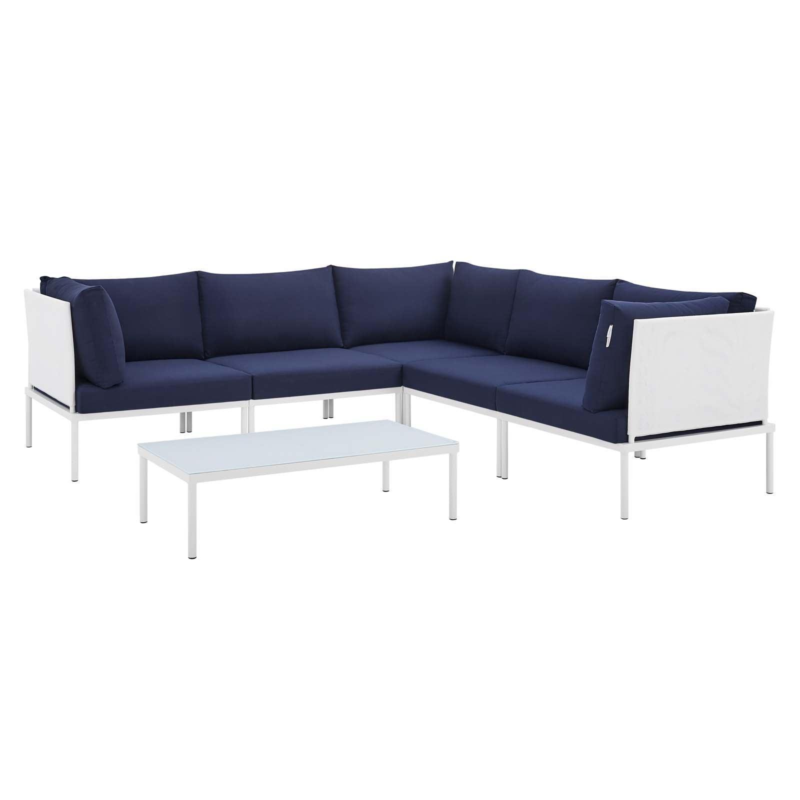 Harmony 6-Piece Sunbrella Outdoor Patio Aluminum Sectional Sofa Set, EEI-4928 FredCo