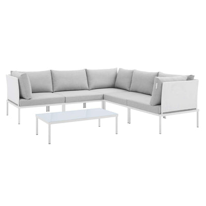 Harmony 6-Piece Sunbrella Outdoor Patio Aluminum Sectional Sofa Set, EEI-4928 FredCo
