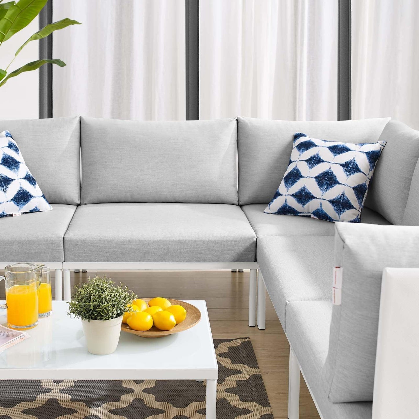 Harmony 6-Piece Sunbrella Outdoor Patio Aluminum Sectional Sofa Set, EEI-4928 FredCo