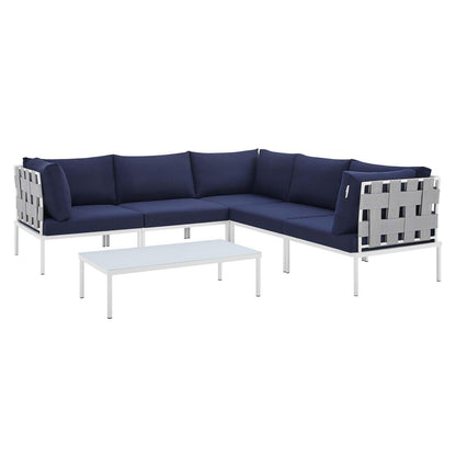 Harmony 6-Piece Sunbrella Outdoor Patio Aluminum Sectional Sofa Set, EEI-4929 FredCo