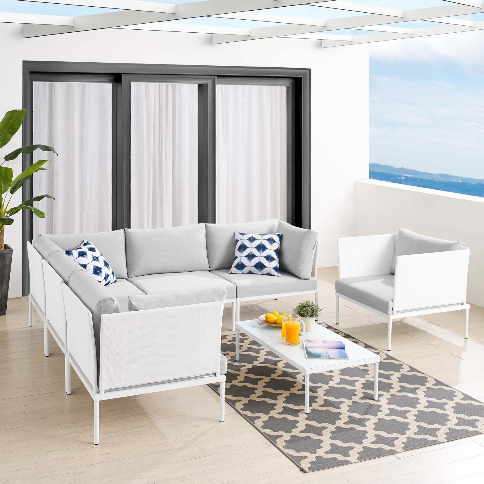 Harmony 7-Piece Sunbrella Outdoor Patio Aluminum Sectional Sofa Set, EEI-4936 FredCo