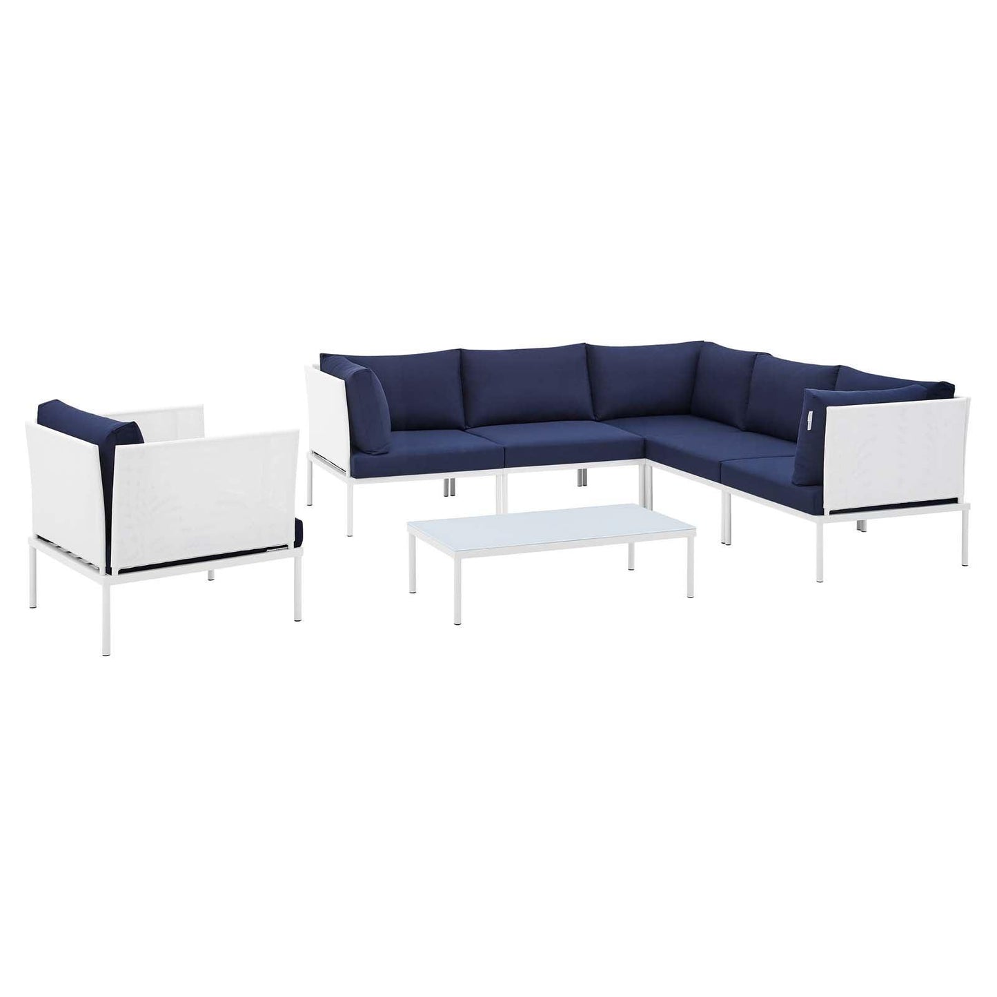 Harmony 7-Piece Sunbrella Outdoor Patio Aluminum Sectional Sofa Set, EEI-4936 FredCo
