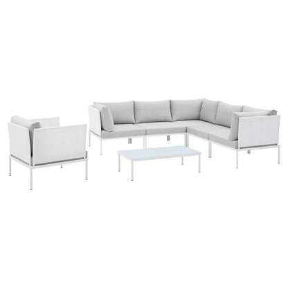 Harmony 7-Piece Sunbrella Outdoor Patio Aluminum Sectional Sofa Set, EEI-4936 FredCo