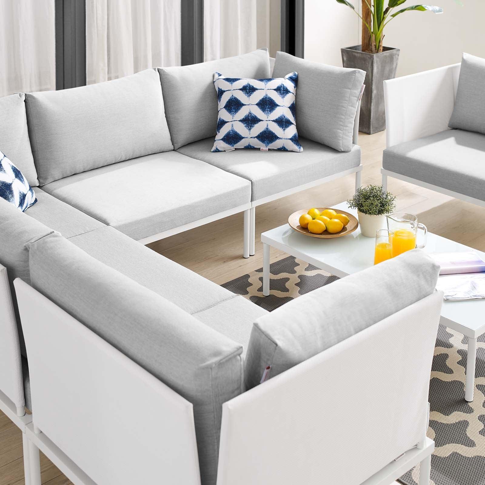 Harmony 7-Piece Sunbrella Outdoor Patio Aluminum Sectional Sofa Set, EEI-4936 FredCo