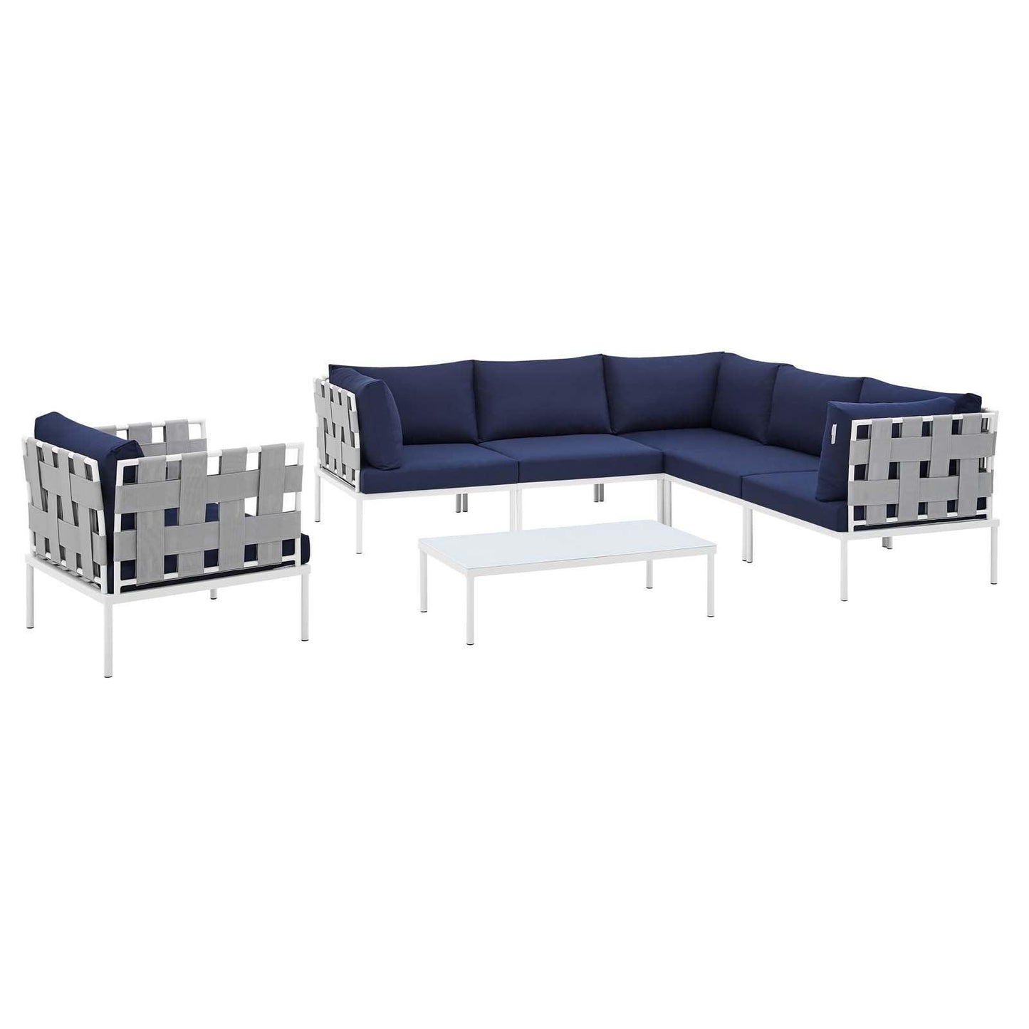Harmony 7-Piece Sunbrella Outdoor Patio Aluminum Sectional Sofa Set, EEI-4937 FredCo