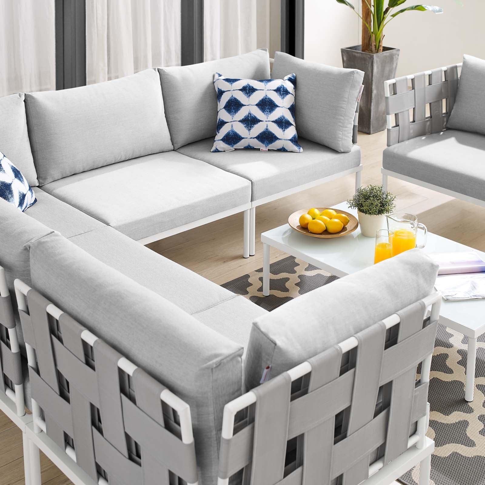 Harmony 7-Piece Sunbrella Outdoor Patio Aluminum Sectional Sofa Set, EEI-4937 FredCo