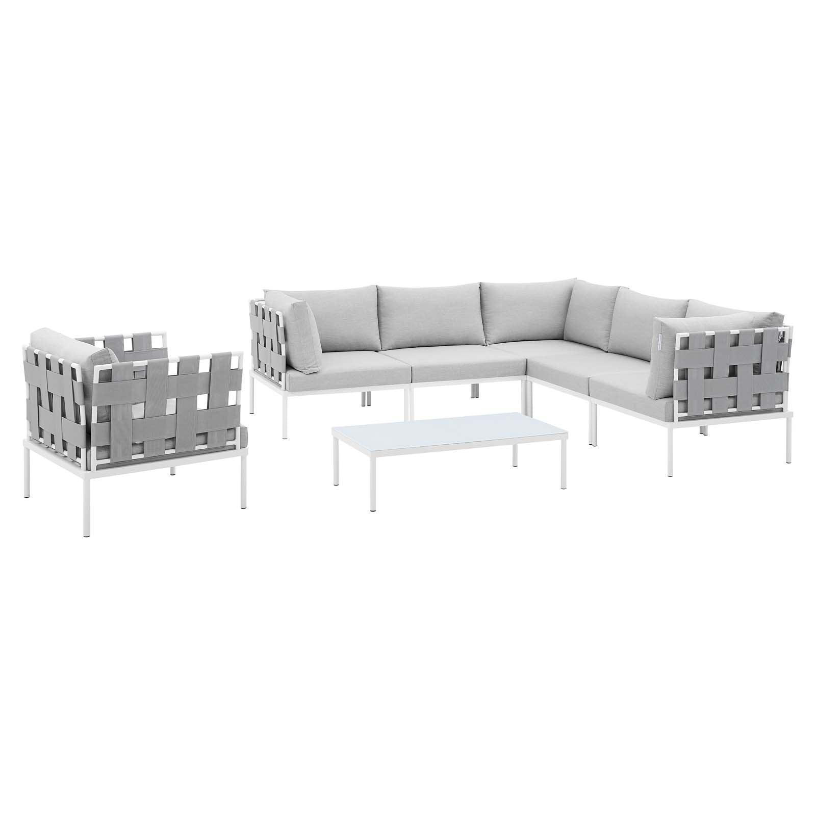 Harmony 7-Piece Sunbrella Outdoor Patio Aluminum Sectional Sofa Set, EEI-4937 FredCo