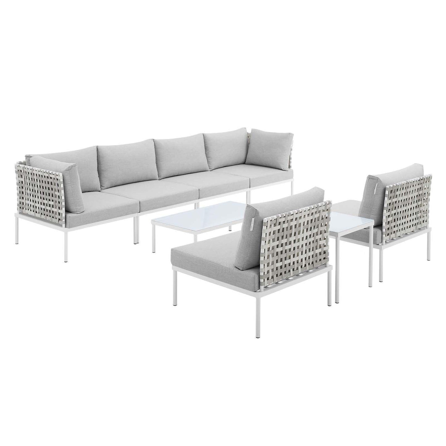 Harmony 8-Piece Sunbrella Basket Weave Outdoor Patio Aluminum Sectional Sofa Set, EEI-4943 FredCo
