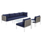Harmony 8-Piece Sunbrella Basket Weave Outdoor Patio Aluminum Sectional Sofa Set, EEI-4943 FredCo