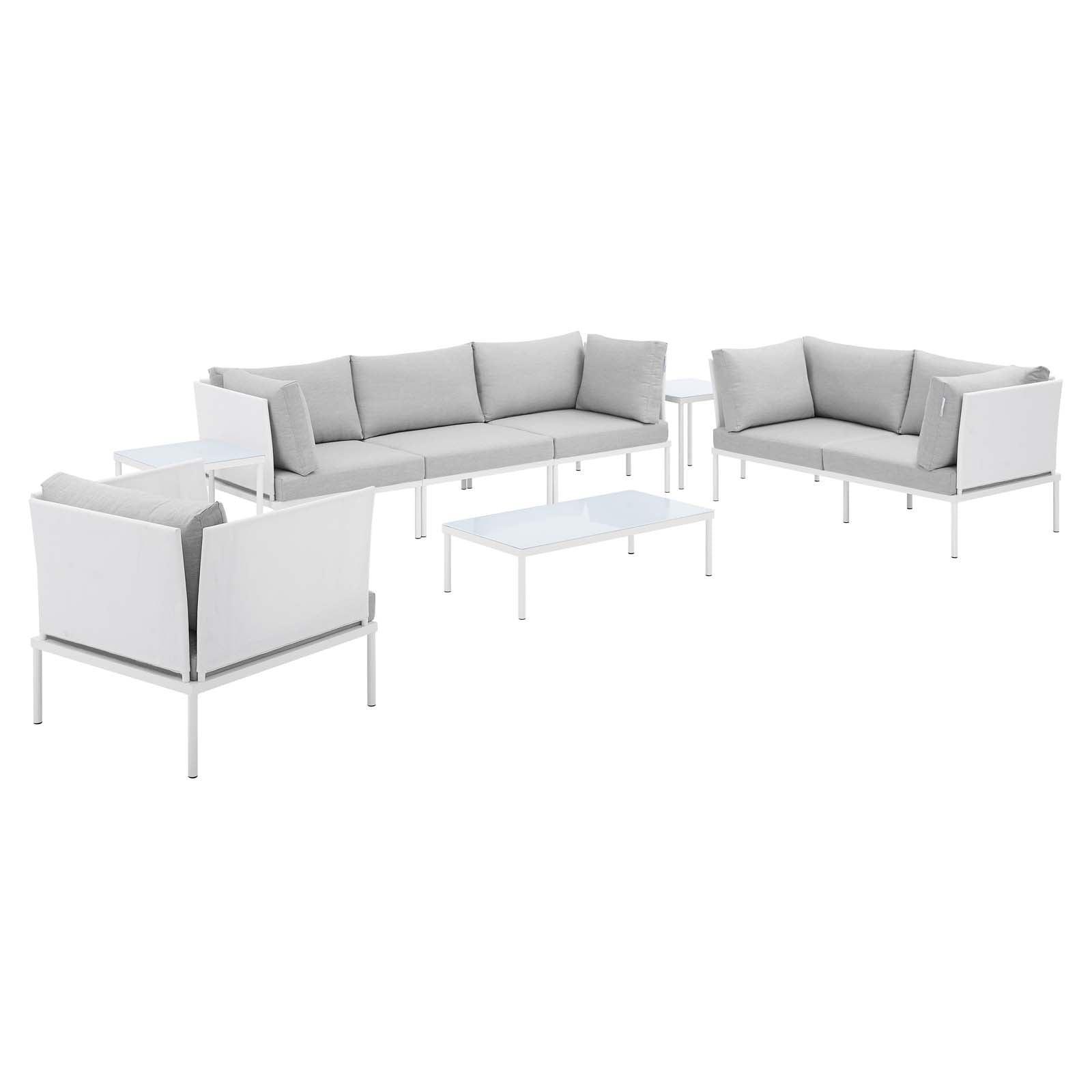 Harmony 8-Piece Sunbrella Outdoor Patio Aluminum Seating Set, EEI-4948 FredCo