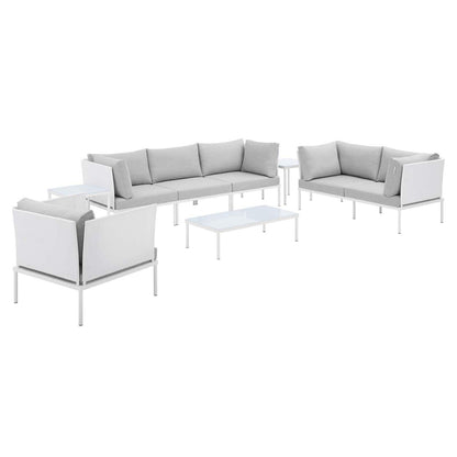 Harmony 8-Piece Sunbrella Outdoor Patio Aluminum Seating Set, EEI-4948 FredCo