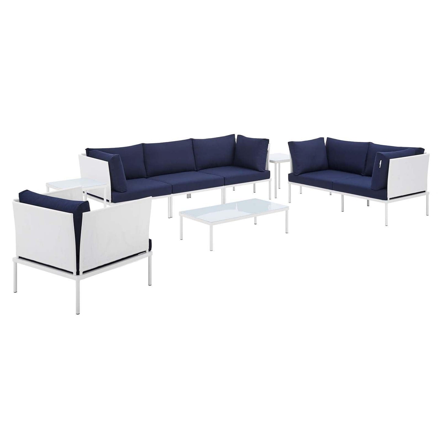 Harmony 8-Piece Sunbrella Outdoor Patio Aluminum Seating Set, EEI-4948 FredCo