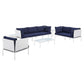 Harmony 8-Piece Sunbrella Outdoor Patio Aluminum Seating Set, EEI-4948 FredCo
