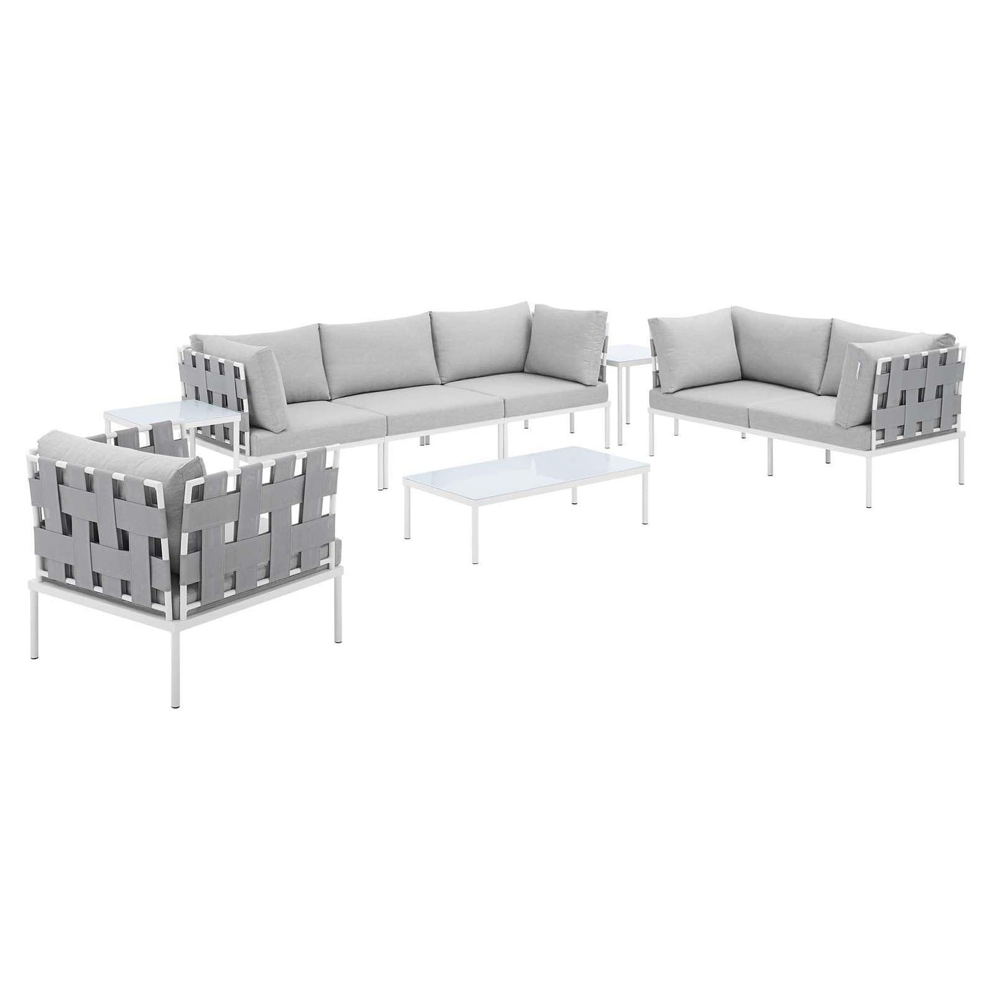 Harmony 8-Piece Sunbrella Outdoor Patio Aluminum Seating Set, EEI-4949 FredCo
