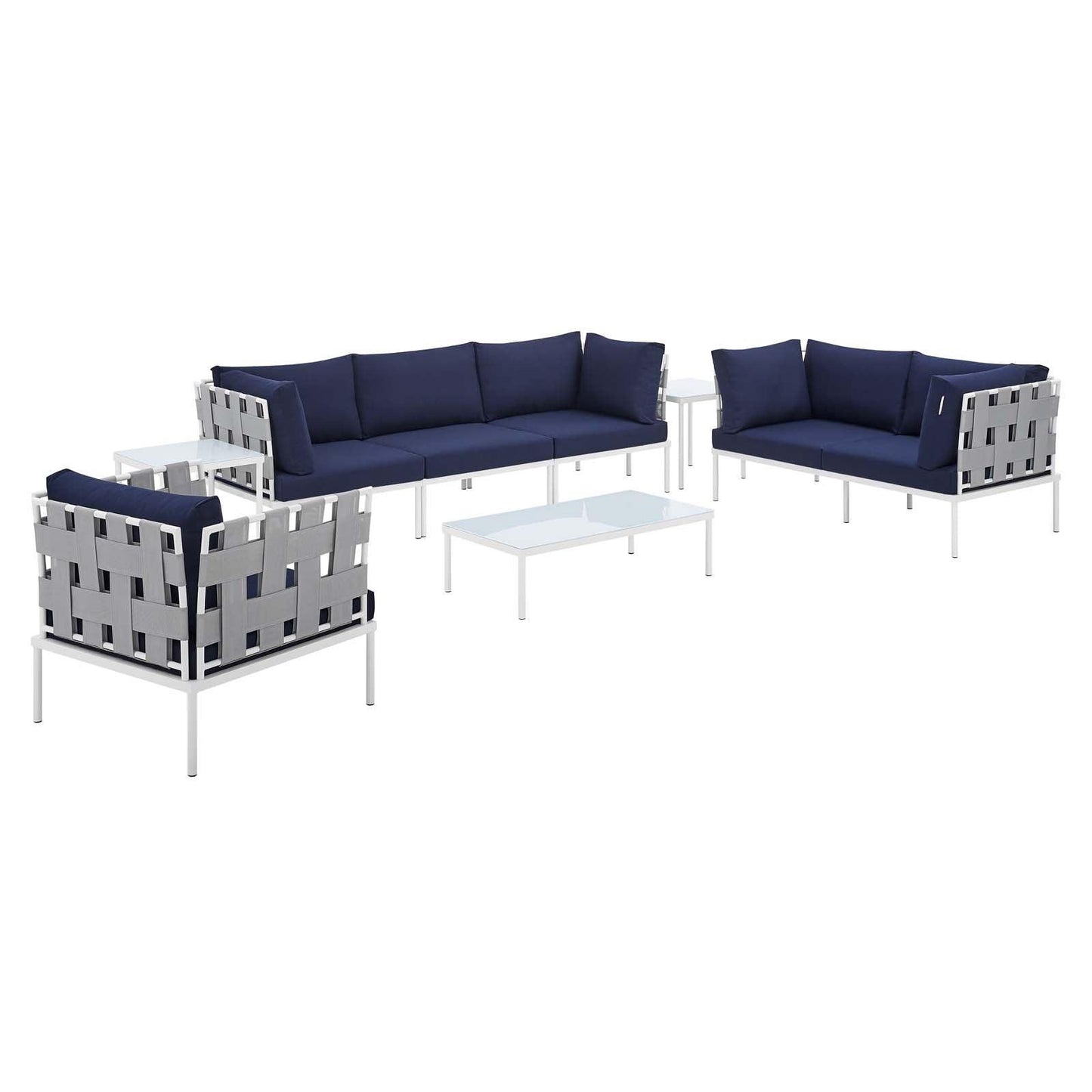 Harmony 8-Piece Sunbrella Outdoor Patio Aluminum Seating Set, EEI-4949 FredCo