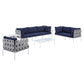 Harmony 8-Piece Sunbrella Outdoor Patio Aluminum Seating Set, EEI-4949 FredCo