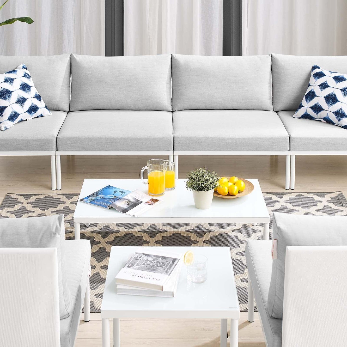 Harmony 8-Piece Sunbrella Outdoor Patio Aluminum Sectional Sofa Set, EEI-4944 FredCo