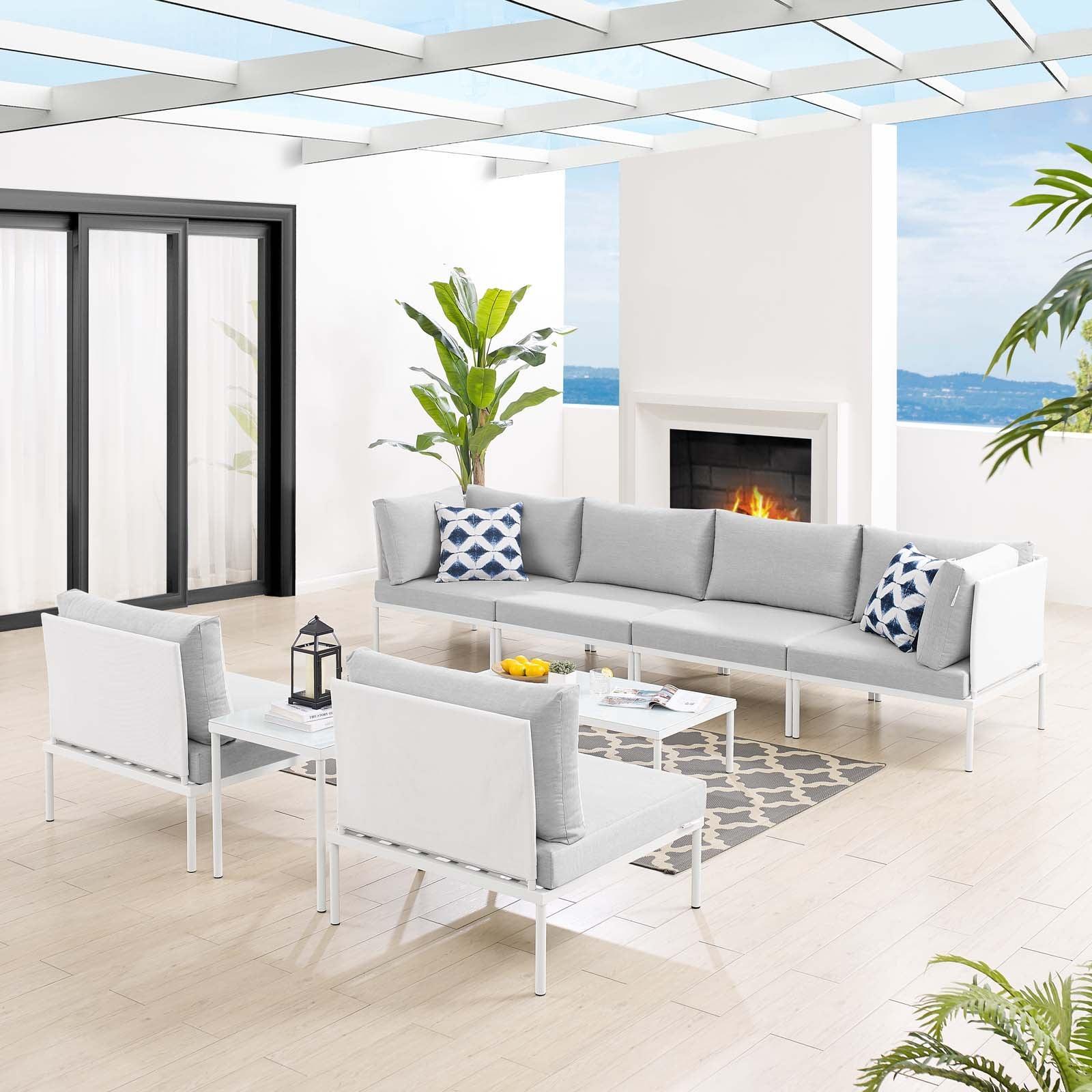 Harmony 8-Piece Sunbrella Outdoor Patio Aluminum Sectional Sofa Set, EEI-4944 FredCo