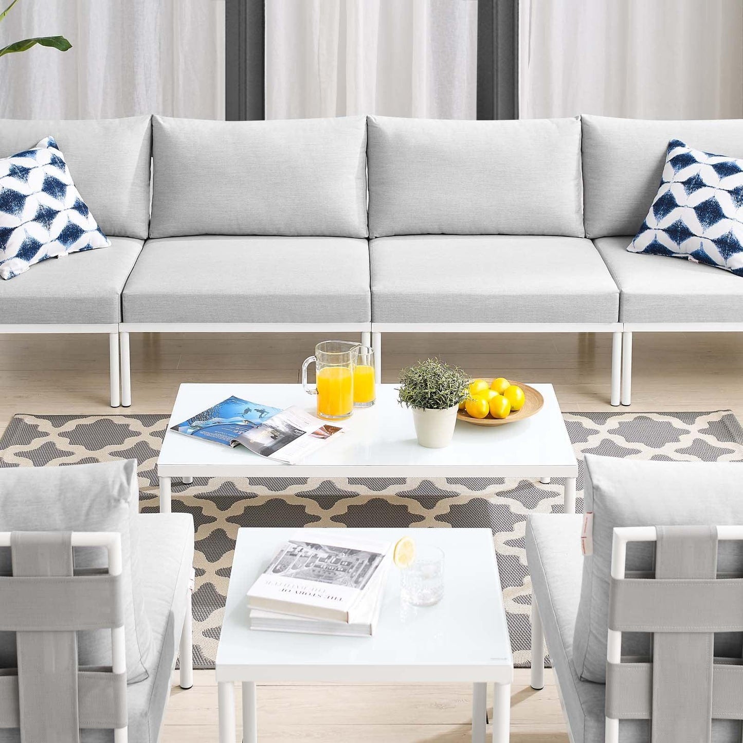 Harmony 8-Piece Sunbrella Outdoor Patio Aluminum Sectional Sofa Set, EEI-4945 FredCo
