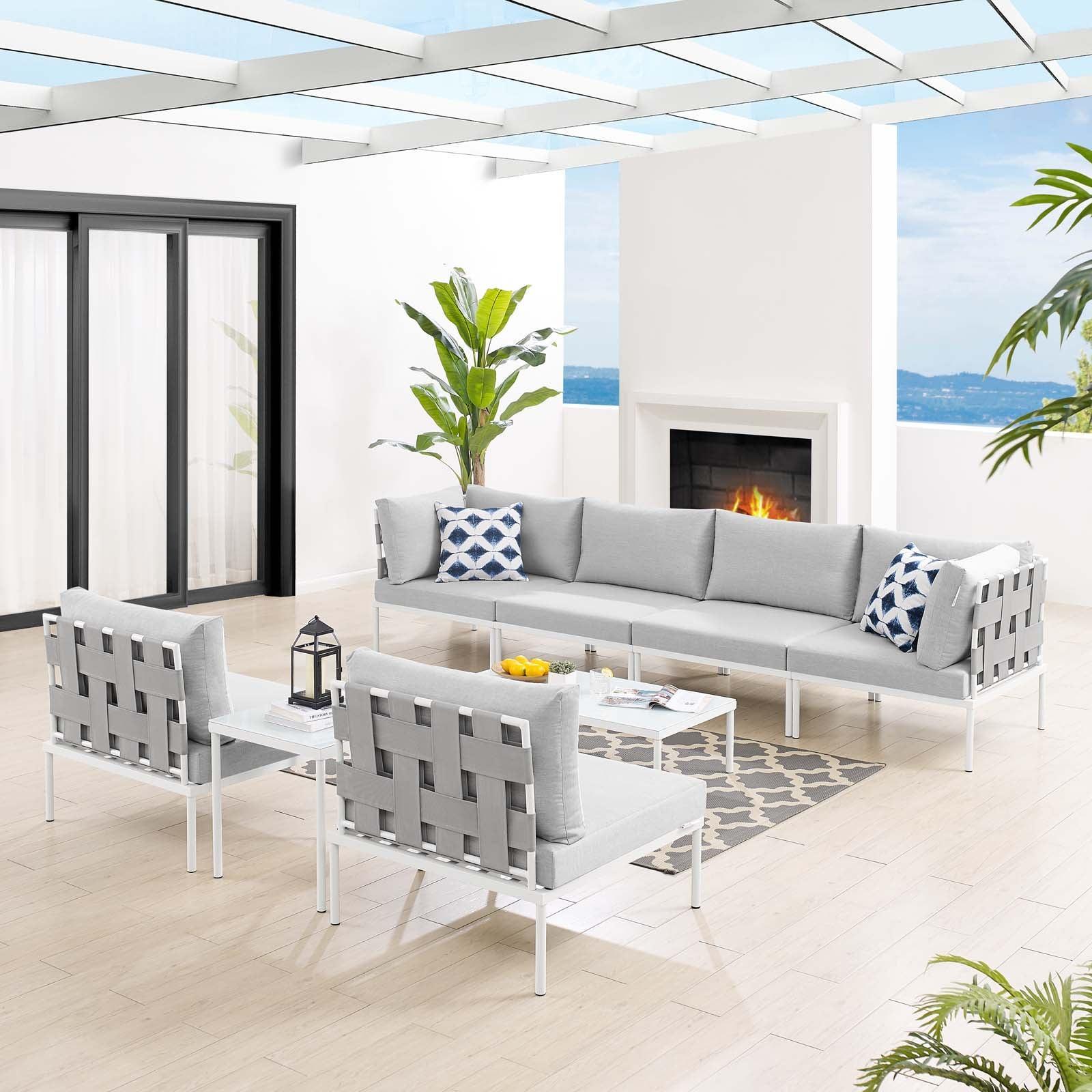 Harmony 8-Piece Sunbrella Outdoor Patio Aluminum Sectional Sofa Set, EEI-4945 FredCo